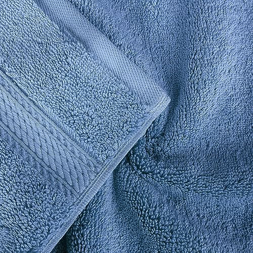 BNM Madeline Egyptian Cotton Heavyweight Towels, Ideal for Shower, Spa, Hotel, 800 GSM, Face/Washcloths, Hand Towels, Bath Towels, Highly-Absorbent, Luxury , 9 Piece Towel Set, Denim Blue - color: Denim Blue, size: 9-Piece Towel Set