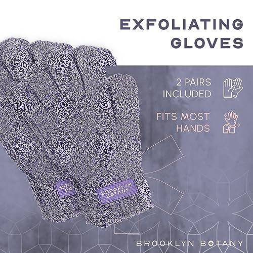 Brooklyn Botany Exfoliating Gloves for Bath and Shower – Heavy Duty Exfoliating Body Scrubber for Massage and Dead Skin Remover for Body – 2 Pairs - style: 2 Pair Gloves