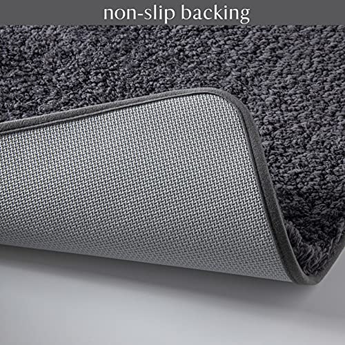 Ashler Bathroom Rugs Set of 2, Dark Grey Bath Rugs 2 Piece, Water Absorbing Bath Mat, Soft Microfiber Rectangle Bathroom Carpet, Machine Washable - 17x24 & 20x32 Inches - color: Dark Grey