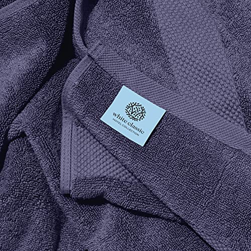 White Classic Luxury Bath Towels Set of 4 Large - 700 GSM Cotton Ultra Soft Bath Towels 27x54 | Highly Absorbent and Quick Dry | Hotel Towels for Bathroom Luxury, Plush Shower Towels, Navy - color: 15: Navy Blue