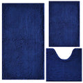 Bathroom Rugs Chenille 3-Piece Extra Soft and Absorbent Shag Bathroom Rugs, Machine Wash Mat, Strong PVC Non-Slip Underside, Plush Carpet Mats (Navy Blue) - color: Navy Blue, size: 2'8" x 1'8" (16x24"+20x32"+20x20"U shape）