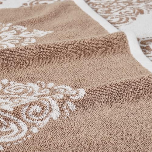 Modern Threads 6 Piece Reversible Yarn Dyed Jacquard Towel Set Artesia Damask Tuscany - color: Tuscany