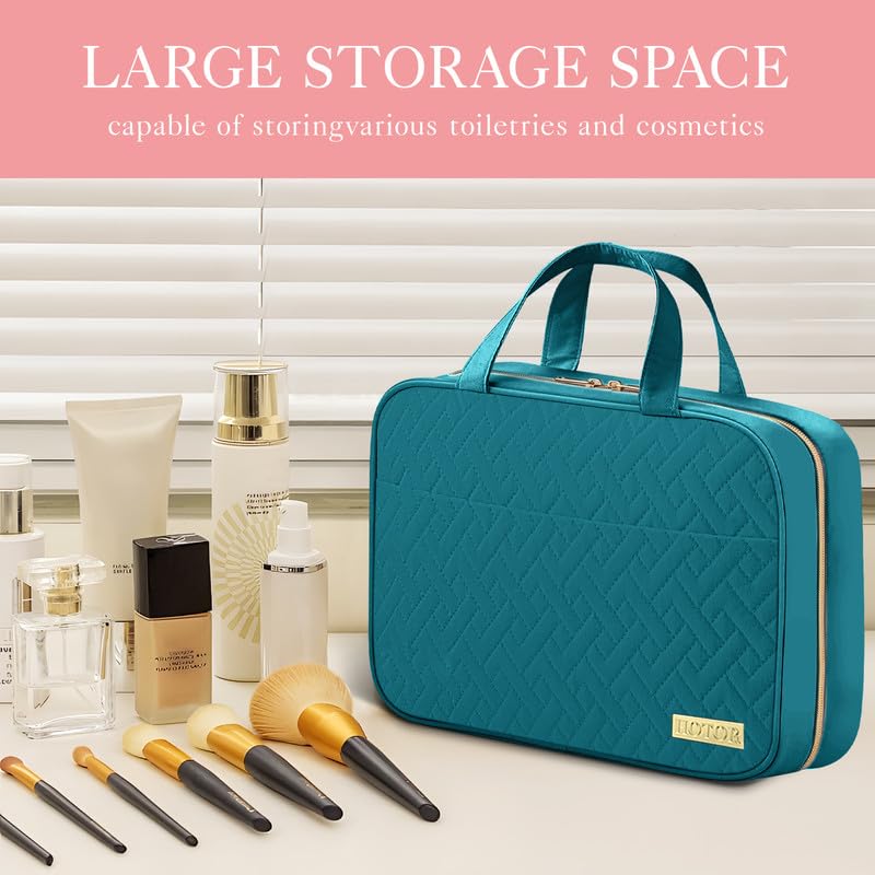 HOTOR Travel Toiletry Bag w/Hanging Hook - Spacious Toiletry Bag Essentials for Women & Men, Makeup Bag/Big Comparment, Waterproof for Travel Accessories, Medium, Teal - color: Teal, size: Medium