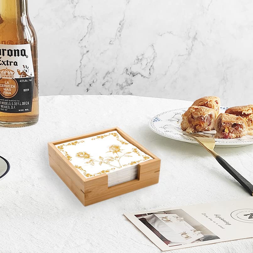 Bamboo Napkin Holder Square, 7.5" x 7.5" x 2.5", Wood Napkin Tray, Wooden Luncheon Napkin Holder for Kitchen Table Countertop - size: 7.5" x 7.5" x 2.5"
