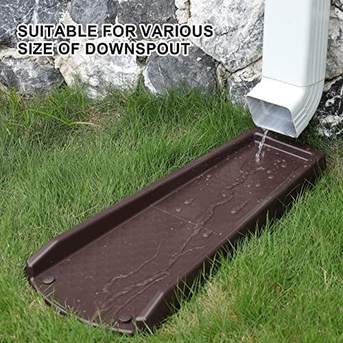 plusgutter Rain Gutter Downspout Splash Block, Gutter Downspout Extensions for Water Drainage, 24" Gutter Splash Guards Downspout Extender, Fixable Down spout Drain Trays with PE Nails(1 Pack, Brown) - color: Brown
