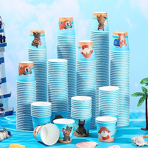 Patelai 500 Pack 3 oz Paper Cups Disposable Bathroom Small Mouthwash Animal Beverage Drinking Cups for Home, Office, Travel, Party(Beach Dog) - style: Beach Dog