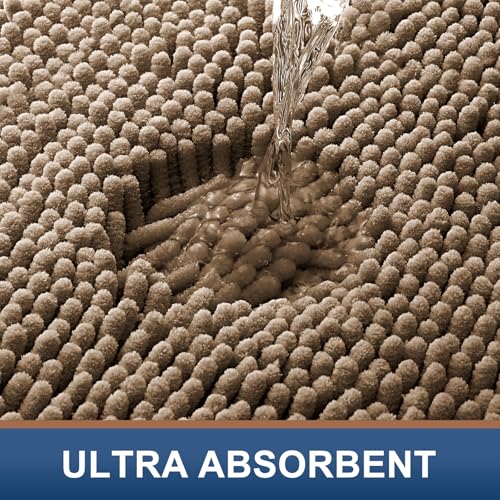 Smiry Luxury Chenille Toilet Rugs U-Shaped 20x20, Soft Absorbent Non-Slip Contour Bathroom Rugs for Toilet, Machine Washable Contoured Bath Mats, Camel - color: Camel, size: 20" X 20" Contour Rug