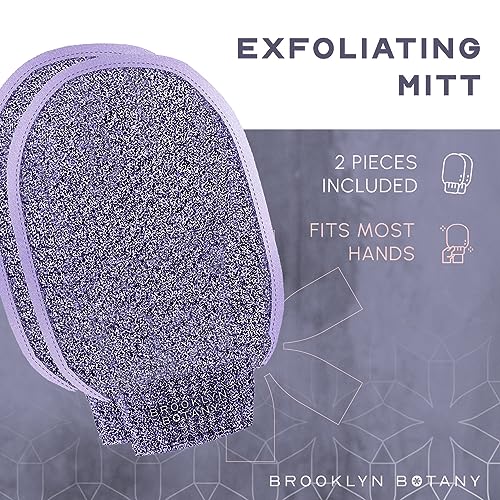 Brooklyn Botany Exfoliating Mitts for Bath and Shower – Heavy Duty Exfoliating Body Scrubber for Massage and Dead Skin Remover for Body – 2 Mitts - style: 2 Mitt