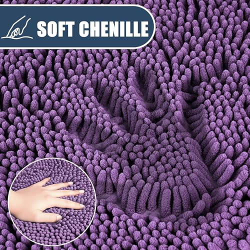 Bathroom Rugs Sets 3 Piece with Adjustable Toilet Seat Cover 19.5"x 18.5" Machine Washable Bath Rug Set with TPR Non Slip Rubber Backing Solid Bath Mat Set for Luxury Bathroom Decoration - color: Purple