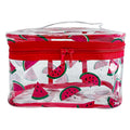 Clear Printed Fruit Cosmetic Bag and Travel Pouch with Handle-Durable PVC Material,Versatile,Zipper Design for Smooth Sliding-Ideal for Makeup,Travel Essentials (Watermelon) - color: Watermelon