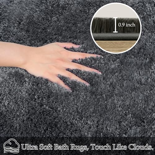 Bathroom Rugs Sets 3 Piece Extra Soft and Absorbent Microfiber Bath Rugs, Plush Shaggy Luxury Mat with Rubber Backing, Machine Wash Dry, Bath Mats for Bathroom Floor, Tub and Shower, Deep Grey - color: Deep Grey