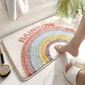 Rainbow Flocking Bath Mat, Bathroom Rug Water Absorbent Non-Slip Soft Microfiber Carpet Mat for Tub Sink Shower and Bath Room Cute Cartoon Doormat, 24"x 16" - size: 1'4" x 2' (Rectangular)