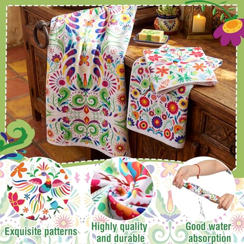 Moukeren Set of 3 Mexican Bath Towels Dia De Los Muertos Decorations Mexican Themed Bath Towel Hand Towel and Washcloth Soft Absorbent Decorative Towels for Bathroom Kitchen Hotel Gym Spa - style: Mexican