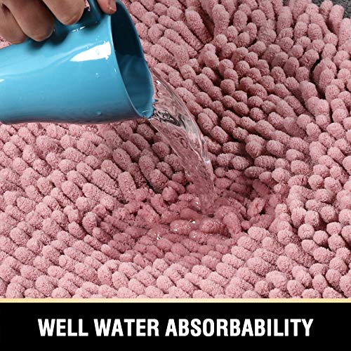 H.VERSAILTEX Bathroom Rugs Bath Mats for Non Slip Luxury Chenille Extra Soft Absorbent Shaggy Mat Washable Fast Dry Sets 2 Piece (Coral Pink, 20'' x 32''/17'' 24'') - color: Coral Pink, size: 20" x 32" Plus 17" x 24"
