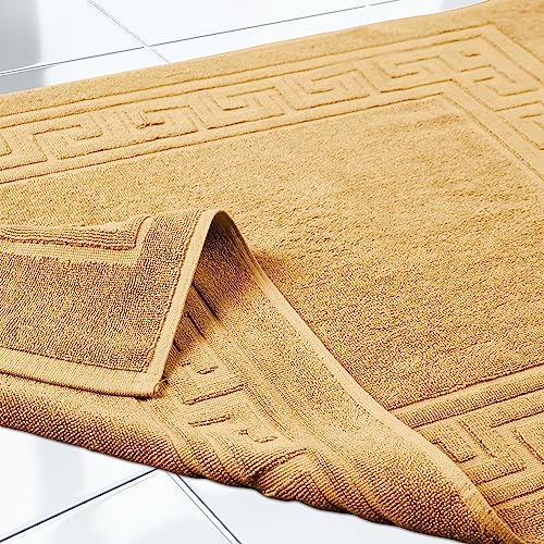 Superior Heavyweight Cotton Bath Mats, Bath Rugs For Bathroom Accessories, Washable Rug For Shower, Bath, Toilet, Modern Decor, No Backing, Luxury Hotel And Spa Quality, Set of 2, 22" x 35", Gold - color: Gold, size: 22" x 35" (Set of 2)