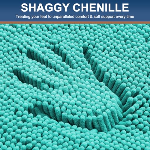 Smiry Luxury Chenille Toilet Rugs U-Shaped 20x20, Soft Absorbent Non-Slip Contour Bathroom Rugs for Toilet, Machine Washable Contoured Bath Mats, Turquoise - color: Turquoise, size: 20" X 20" Contour Rug