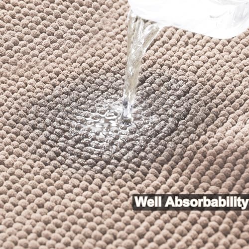 Urvoix Bathroom Rugs Sets 3 Piece, Non-Slip Chenille Bath Rug - Ultra Soft, Washable, Super Absorbent Bath Mat for Bathroom, Toilet and Tub (Cream Beige) - color: Cream Beige