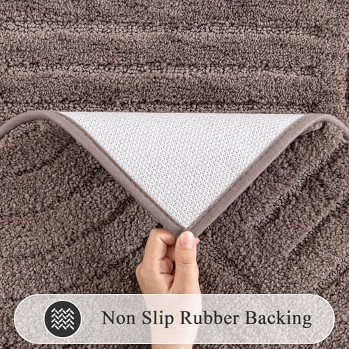 SHACOS Bathroom Rugs Sets 5 Piece Ultra Soft Absorbent Microfiber | Bath Mat with Bath Runner, U Shape Contour Rug, Toilet Lid Cover, Non Slip Machine Washable Carpet for Bedroom, Coffee - color: Coffee