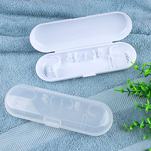 Fowecelt 2 Pack Electric Toothbrush Travel Case for Oral-B Pro and Other Electric Toothbrush, Portable Travel Toothbrush Holder (White & Clear) - color: White & Clear
