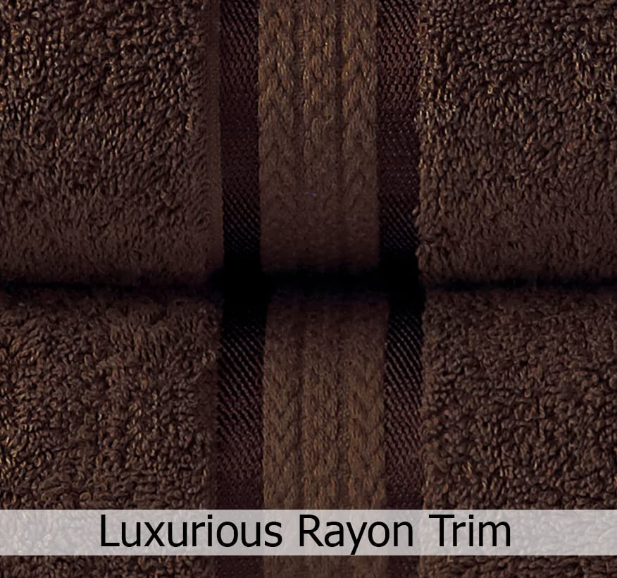 Cotton Craft - 12 Pack - Ultra Soft Extra Large Wash Cloths 12x12 Chocolate - 100% Pure Ringspun Cotton - Luxurious Rayon trim - Ideal for Daily Use - Each Towel Weighs 2 Ounces - color: Chocolate, size: 12 Pack Wash Cloths