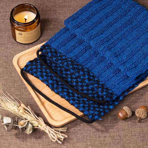 Yiclick Dual-Textured Exfoliating Washcloth Towel - Back Scrubber for Use in Shower Bath, Exfoliating Body Scrubber Exfoliator, Japanese Exfoliate Loofah Lufa Sponge Wash Cloth for Women Men - color: Blue