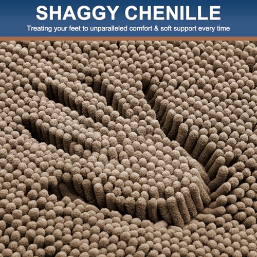 Smiry Luxury Chenille Toilet Rugs U-Shaped 20x20, Soft Absorbent Non-Slip Contour Bathroom Rugs for Toilet, Machine Washable Contoured Bath Mats, Camel - color: Camel, size: 20" X 20" Contour Rug