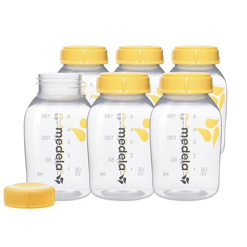 Medela Breast Milk Collection and Storage Bottles with Solid Lids - 6pk/5oz-150mL Breastmilk Container, Compatible Breast Pumps and Made Without BPA - size: 6 Count (Pack of 1), style: Storage Bottles
