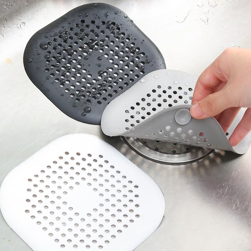3Pack Silicone Drain Strainer Hair Catcher Bathroom Home Daily Use