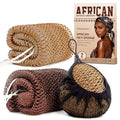 2 Pack African Net Sponge Exfoliating Body Scrubber Bath Sponge for Daily Use (Dark Brown+Light Brown) - color: Dark Brown+light Brown