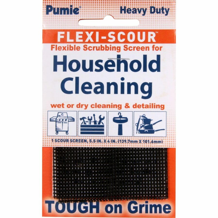 PUMIE Flexi-Scour (48 Pack) - Flexible Scrubbing Screen - Heavy Duty Scouring Pad - Abrasive Grit Cleaning Screen for Toilet Bowls, Grills, Removes Carbon, Rust, Scale, Grime - 5.5x4 in, FLEX-48 C - size: 48 Pack