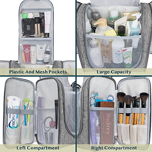 PAVILIA Extra Large Toiletry Bag Travel Bag for Women Men, Hanging Cosmetic Organizer, Water Resistant Makeup Bag for Accessories Toiletries, Travel Essentials Kit (Grey) - color: Grey, size: Extra Large (12x6x12.5)