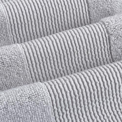 Modern Threads Air Cloud 18-Piece Towel Set - 100% Zero-Twist Cotton, 500 GSM, Quick Dry & Plush, Gray - color: Gray, size: 18 Pcs Towel Set