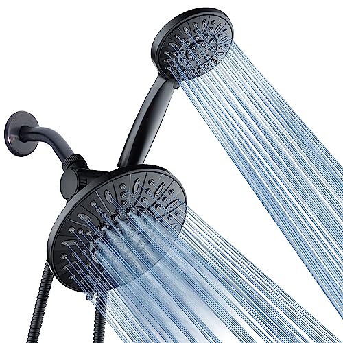 AquaDance 7" Premium High Pressure 3-Way Rainfall Combo for The Best of Both Worlds - Enjoy Luxurious Rain Showerhead and 6-Setting Hand Held Shower Separately or Together - Matte Black Finish - color: Matte Black, style: 2.5 Gallons Per Minute