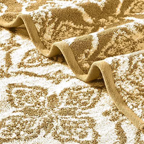 Modern Threads Amaris 6-Piece Reversible Yarn Dyed Jacquard Towel Set - Bath Towels, Hand Towels, & Washcloths - Super Absorbent & Quick Dry - 100% Combed Cotton, Gold - color: Golden Yellow, style: Bohemian