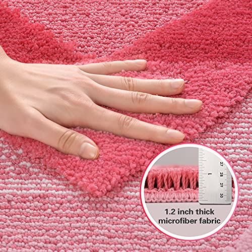 Tindbea Bathroom Rugs and Mats Sets 2 Pieces, Non-Slip Soft and Absorbent Microfiber Bath Rug Mat and Runner for Bathroom, Quick Dry Machine Washable (20" x 47" Plus 20" x 32", Pink) - color: Pink