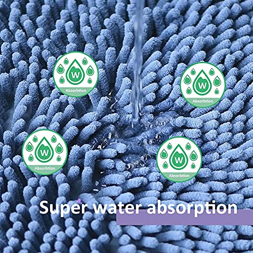 RUN HELIX Blue Bathroom Rugs Sets 4 Piece with Toilet Lid Cover, Non Slip Bathroom Mats Extra Soft Chenille Bath Rugs Absorbent Shaggy Rugs Perfect Plush Mats U-Shaped Toilet Rug Bathoom Set - color: Dark Blue, size: 1'8" x 2'8" (Square + oval + U-shape)
