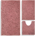 Bathroom Rugs Chenille 3-Piece Extra Soft and Absorbent Shag Bathroom Rugs, Machine Wash Mat, Strong PVC Non-Slip Underside, Plush Carpet Mats (Deep Pink) - color: Deep Pink, size: 2'8" x 1'8" (16x24"+20x32"+20x20"U shape）