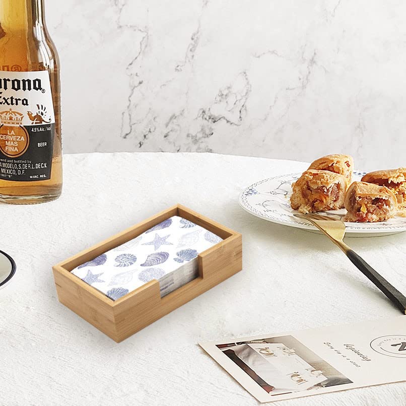 Bamboo Napkin Holder Rectangular, 9.5" x 5.5" x 2.5", Wood Guest Towel Tray, Wooden Paper Towels Holder for Kitchen/Bathroom Countertop - size: 9.5" x 5.5" x 2.5"
