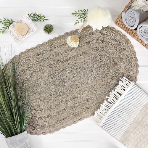 DII Crochet Collection Reversible Bath Mat, Large Oval, 21x34, Stone - color: Stone, size: 1'9" x 2'10" (Oval)