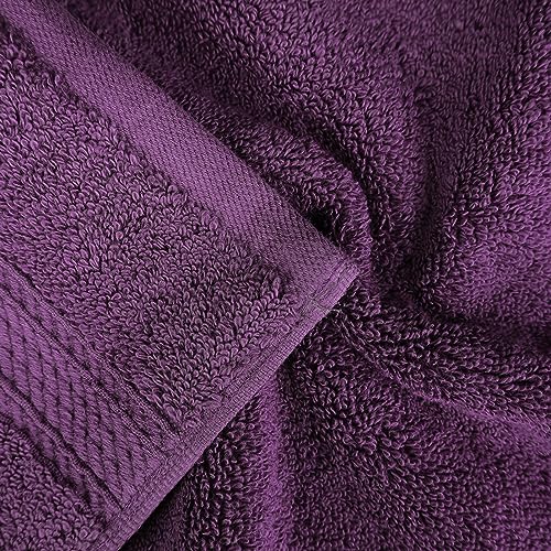 BLUENILEMILLS BNM Madeline Egyptian Cotton Heavyweight Towels, Ideal for Shower, Spa, Hotel, 800 GSM, Face/Washcloths, Hand Towels, Bath Towels, Highly-Absorbent, Luxury, 9 Piece Towel Set, Plum - color: Plum, size: 9-Piece Towel Set
