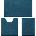 HOMEIDEAS 3 Pieces Bathroom Rugs, Extra Large Ultra Soft Non Slip Absorbent Chenille Toilet Bath Mat Set (Atlantic Blue) - color: Blue-atlantic Blue, size: 17"x24"+20"x32"+U Shape 20"x24"
