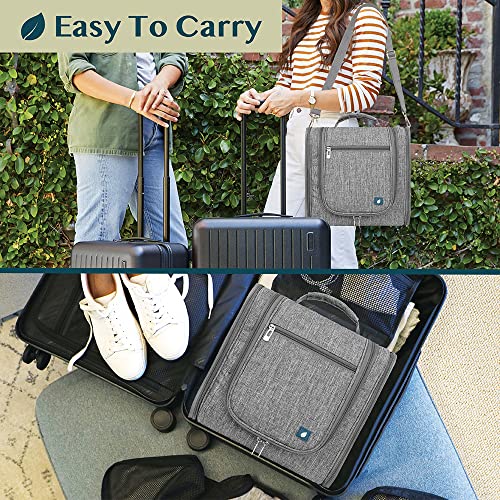 PAVILIA Extra Large Toiletry Bag Travel Bag for Women Men, Hanging Cosmetic Organizer, Water Resistant Makeup Bag for Accessories Toiletries, Travel Essentials Kit (Grey) - color: Grey, size: Extra Large (12x6x12.5)