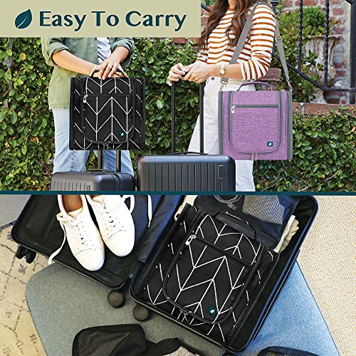 PAVILIA Extra Large Toiletry Bag Travel Bag for Women Men, Hanging Cosmetic Organizer, Water Resistant Makeup Bag for Accessories Toiletries, Travel Essentials Kit (Black Chevron) - color: Black Chevron, size: Extra Large (12x6x12.5)