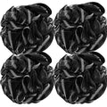DadyMart Bath Shower Loofah Sponge 60g Bath Mesh Pouf Shower Ball Body Scrubber Exfoliating Bath Sponge for Women and Men, Set of 4, Black - style: Black M
