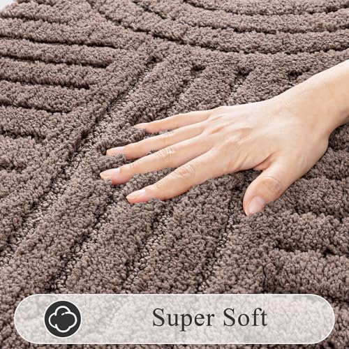 SHACOS Bathroom Rugs Sets 5 Piece Ultra Soft Absorbent Microfiber | Bath Mat with Bath Runner, U Shape Contour Rug, Toilet Lid Cover, Non Slip Machine Washable Carpet for Bedroom, Coffee - color: Coffee