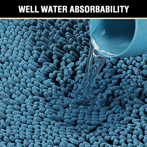H.VERSAILTEX Dark Teal Bath Mats for Bathroom Non Slip Ultra Thick and Soft Chenille Plush Floor Mats Bath Rugs Set, Microfiber Door Mats for Kitchen/Living Room (Pack 2-20" x 32"/17" x 24") - color: Dark Teal, size: 20" x 32" Plus 17" x 24"