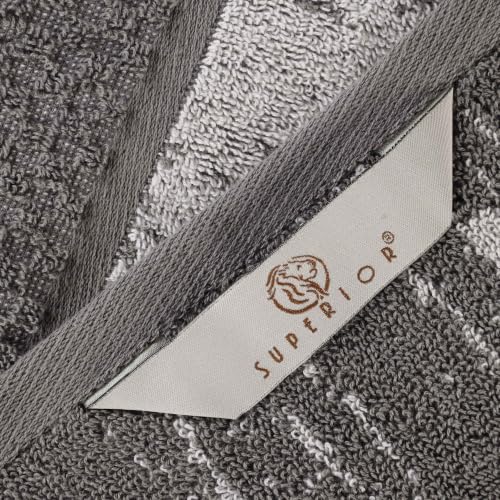Superior Cotton Bathroom Towel Set Plush Absorbent 6 Piece, Charcoal Silver | Soft Quick Dry, Jacquard & Solid Pattern Assorted Towels, 6 Hand Towels for Bathroom Vanity and Counters, Lodie Collection - color: Charcoal-silver, size: Hand Towel 6 - Pack (J