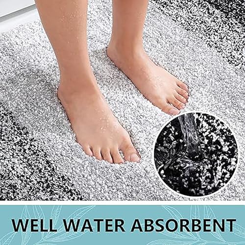 Arotive Bathroom Rugs Sets 2 Piece, Shaggy Soft and Absorbent Microfiber Bath Rugs, Machine Washable Dry Bath Mats for Bathroom, 47x20 and 24x16, Black - color: Black, size: 47" X 20" + 24" X 16"