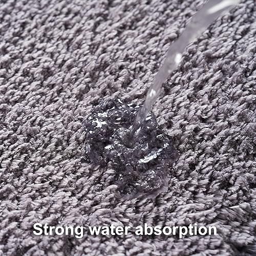 3 Pieces Luxury Bathroom Rug Set with U-Shaped Toilet Rug, Non-Slip Rubber Bottom, Thick Microfiber Fluffy Plush, Water absorption, Quick Dry, Ultra Soft, Bath Mats for Bathroom, Tub(Dark Grey) - color: Grey
