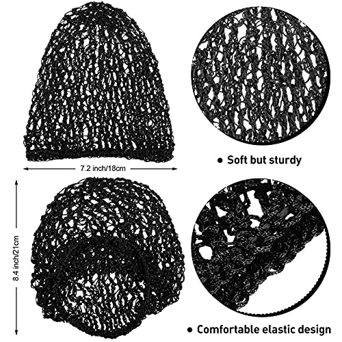 Geyoga 6 Pieces Hair Net Snoods for Women Sleeping Mesh Soft Rayon Knit Crochet Hairnet Long Short Curls Hair Cover Accessory (Black) - color: Black